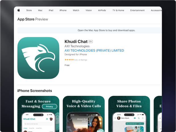 Screenshot of Khudi Chat mobile application